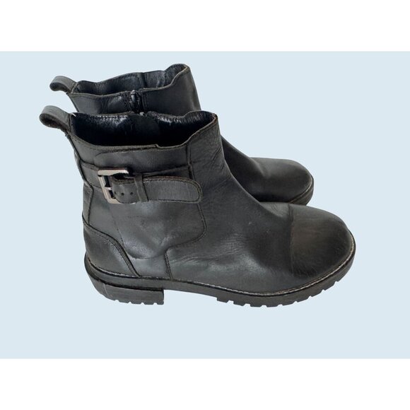 JEFFREY CAMPBELL Black Side Zipper Buckle Detail Ankle Boot Sz 39 / 8.5 - Picture 4 of 7